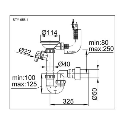 Сифон STY-658-1 для мийки  зі зливним клапаном - Зображення 4