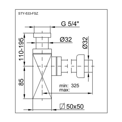 Сифон для умивальника STY-533-FSZ, прямокутний - Зображення 4