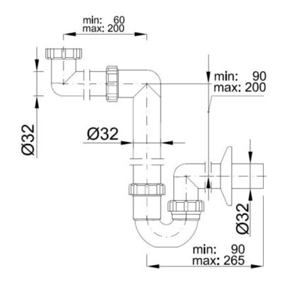 Сифон для мийок STY-641-32-2 зі зливом d32 мм - Зображення 4