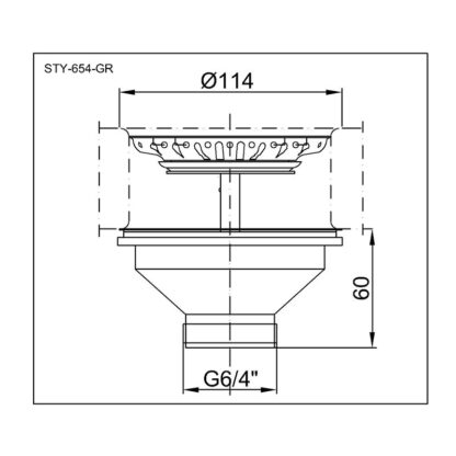 Водозлив для мийок STY-654-GR з решіткою 47 мм - Зображення 4